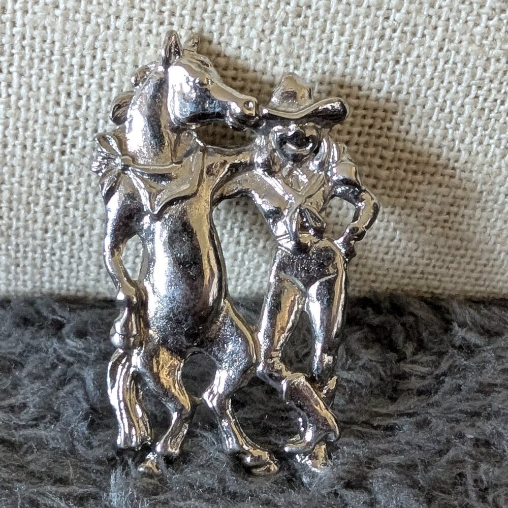 Vintage Western Crumrine girl and her horse brooch #42